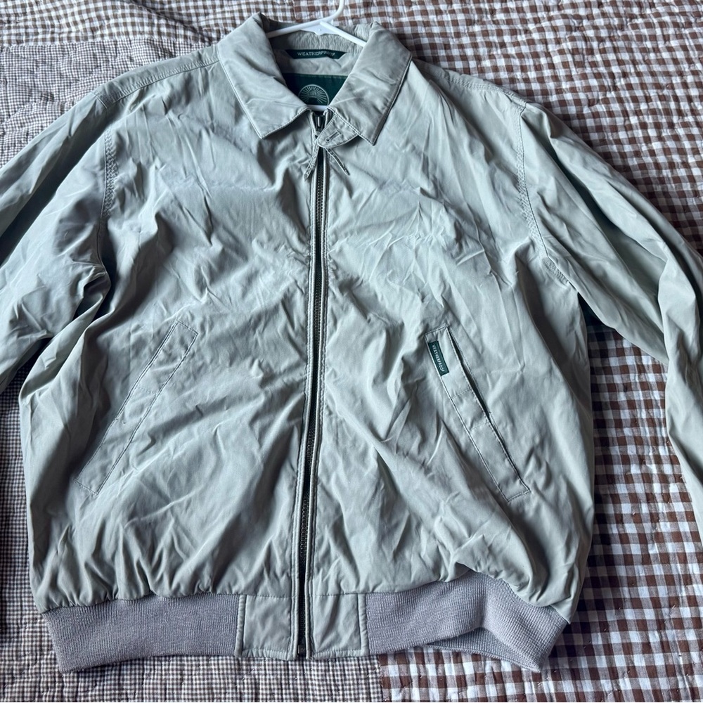 Bomber Jacket WP M Weatherproof Windbreaker Khaki Brown Tan Lightweight Collared